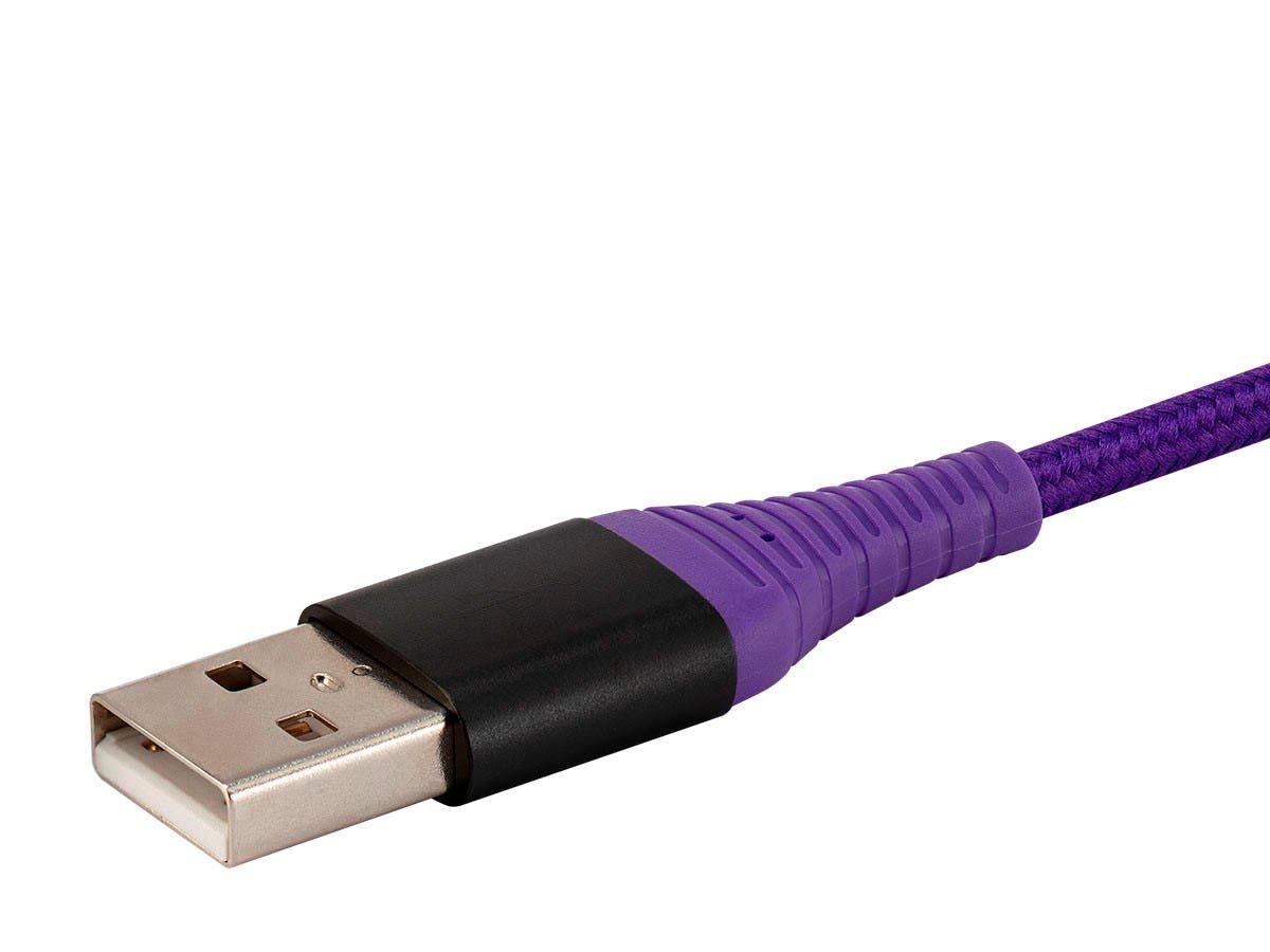 Monoprice USB 2.0 Micro Type-B to Type-A Charge and Sync Cable - Durable, Nylon-Braid, 3 Feet, Purple - AtlasFlex Series