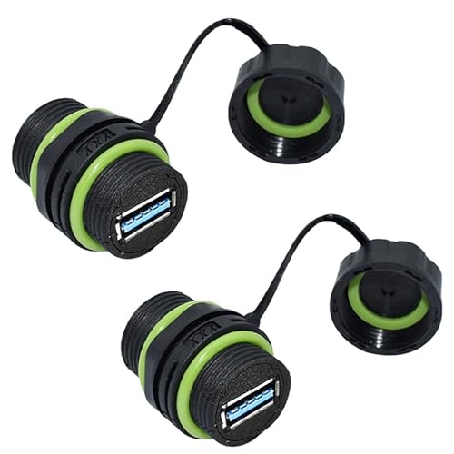 ELifeApply Waterproof Panel USB Connector, Waterproof IP68 USB 3.0 Panel Mount Connector, Female to Female, Bulkhead Extension Adapter, YPM20 2 PCS