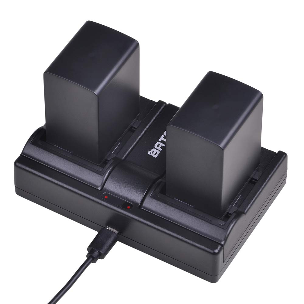 Batmax 2Pcs 2900mAh BP-828 Battery + Rapid LCD Dual Charger for Canon VIXIA HF G50, HF G60, HF G70, XA15, XA20, XA25, XA60, XA65, XA70, XA75,XA40