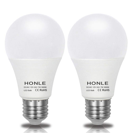 Honle E26 LED Light Bulbs AC/DC 12V 24V Low Voltage 7W Warm White 3000k Standard Edison Base 60w Halogen Bulb Equivalent A19 for Rv, Off Grid Solar