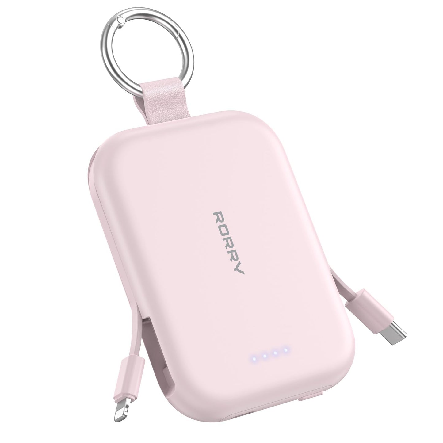 RORRY CharmGo Portable Charger, 5000mAh Portable Charger Power Bank with Built-in Cables, Travel Keychain Charger Battery Pack for iPhone