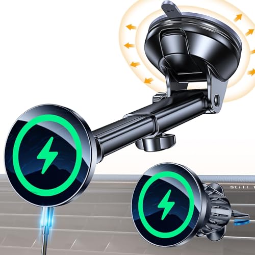 Coolpow for MagSafe Car Mount Charger?Ultra Magnet?Magnetic Phone Holders for Your Car Charger Magnetic Wireless Car Phone Holder Charger Car