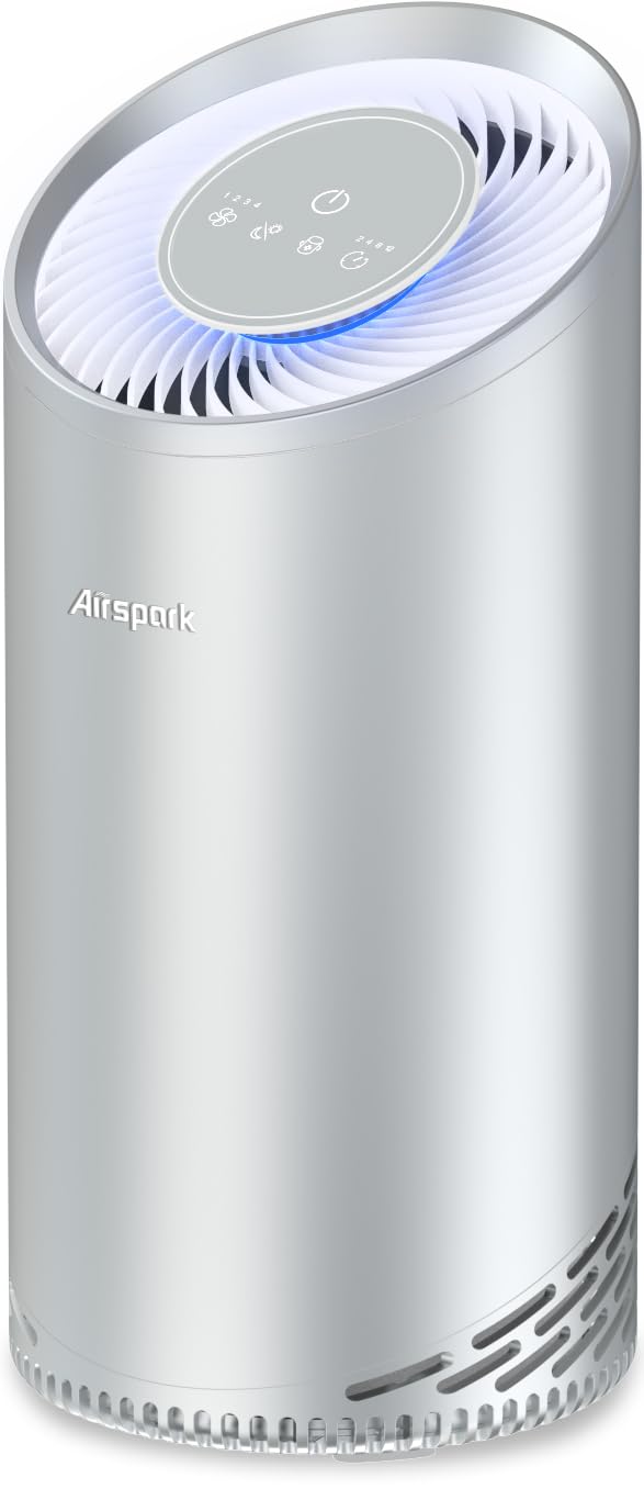 | Airspark Aluminum Air Purifier for Home Large Room for Bedroom (Silver)