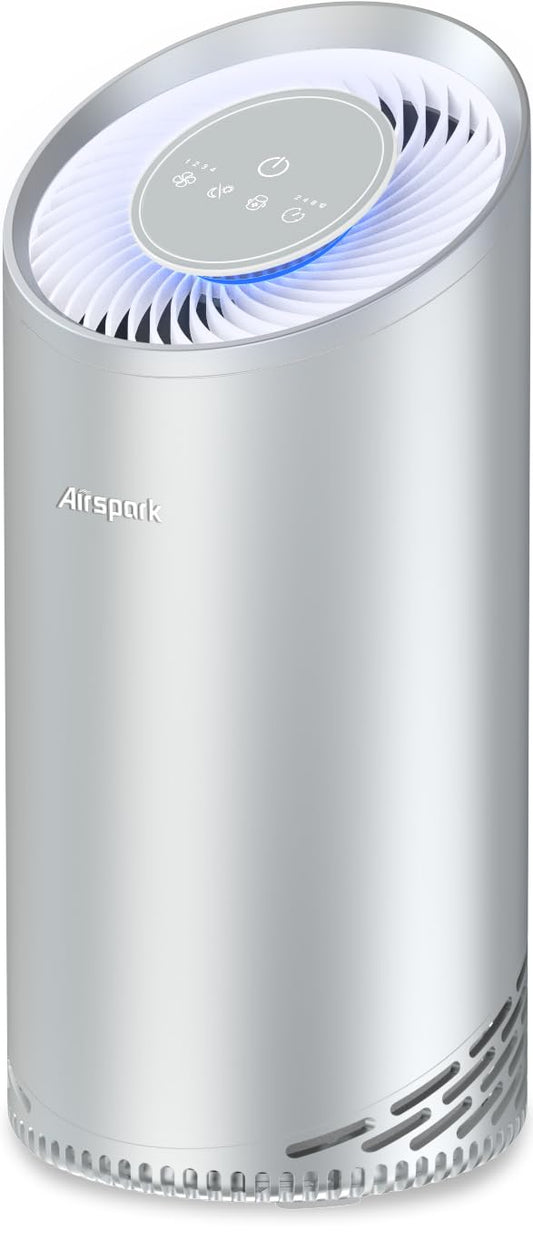 | Airspark Aluminum Air Purifier for Home Large Room for Bedroom (Silver)