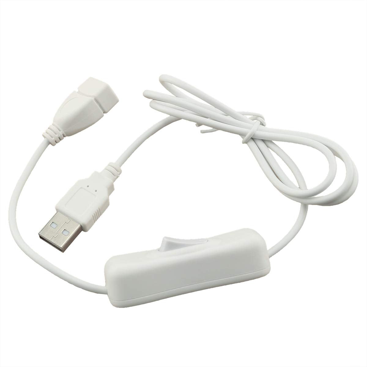 ZRM&E USB Extension Cable with Switch 28AWG White USB Male to Female Extension Cable for USB Headset, Data Transmission, Small Electrical Appliances