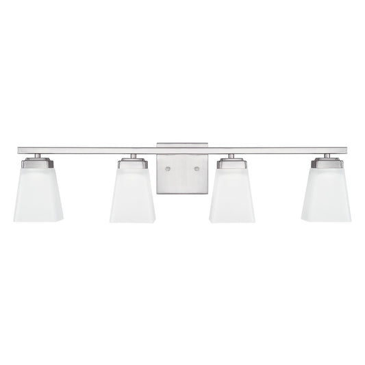HomePlace by Capital Lighting 114441BN-334 Baxley Modern Soft White Glass Bathroom Vanity Wall Light, 4-Light 400 Total Watts, 7" H x 31" W, Brushed
