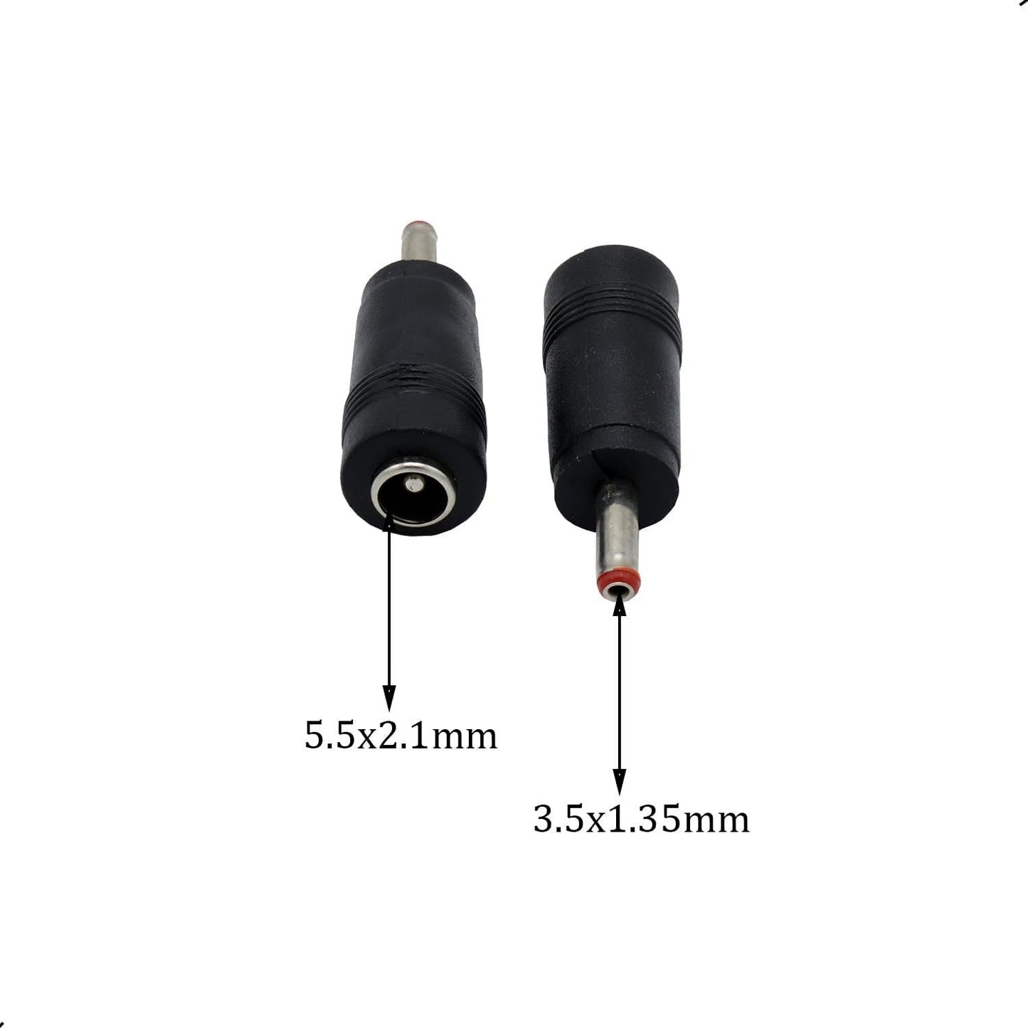 ZXUEZHENG 6Pcs DC Power Connector 5.5x2.1mm Female Jack to 3.5x1.35mm Male Adapter Barrel Connector,Red