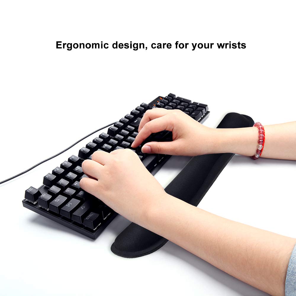 Poualss Memory Foam Set Keyboard and Mouse Wrist Pad Rest,Cushion Support for Office,Gaming,Computer,Laptop and Mac,Pain Relief& Easy Typing