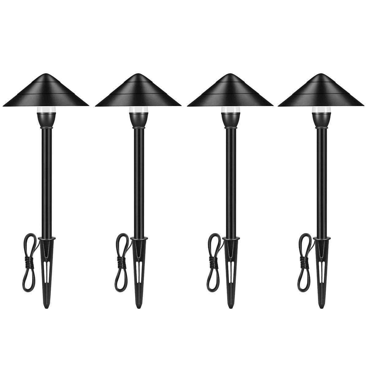Gardenients Low Voltage Landscape Lights - Aluminum Outdoor Waterproof 12V 3W 3000K Warm-White Light (4-Pack)