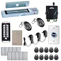 Visionis FPC-5652 One Door Access Control System Outswing Door 600lbs Magnetic Lock with VIS-3005 Slim Outdoor IP68 RFID Keypad Entry Security