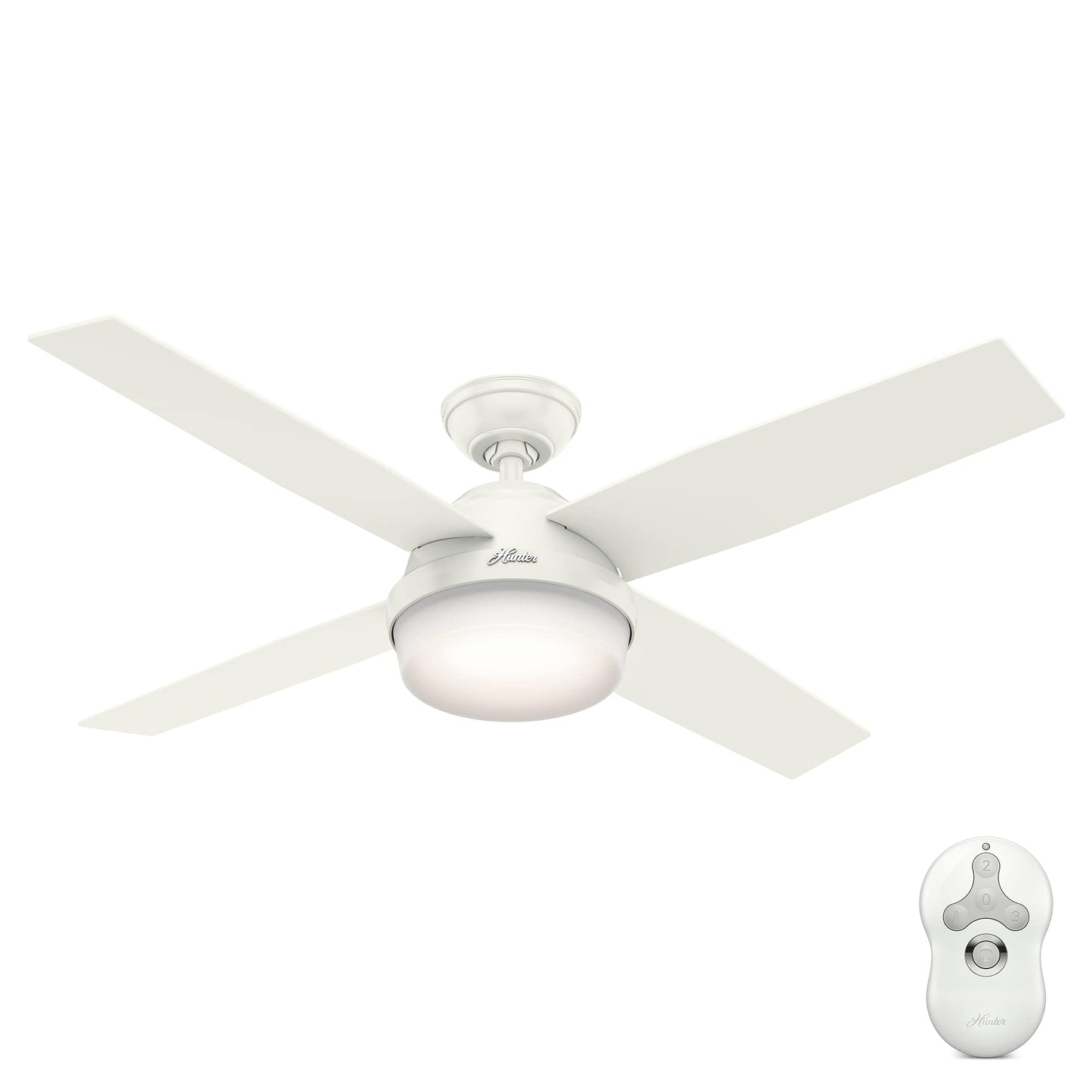Hunter Fan 52 in. Contemporary Ceiling Fan in Fresh White with LED Light and Remote Control (Renewed)