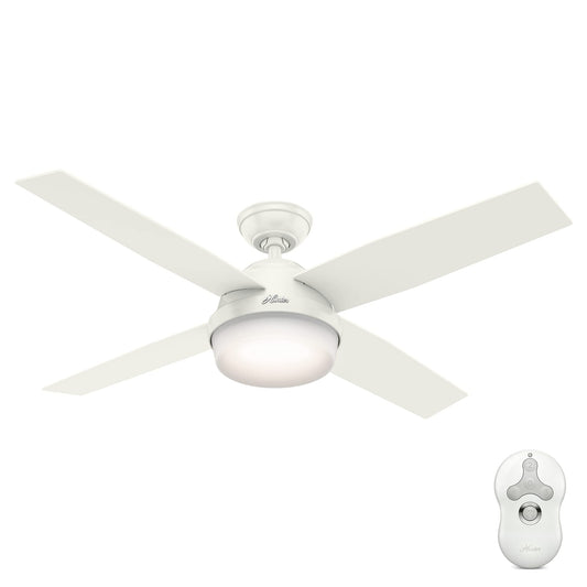 Hunter Fan 52 in. Contemporary Ceiling Fan in Fresh White with LED Light and Remote Control (Renewed)