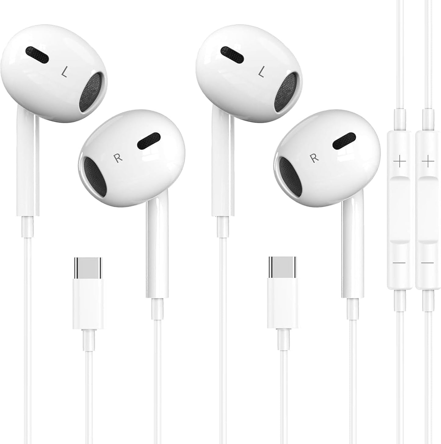 2 Packs USB C Headphones for iPhone 17/16/15 Earbuds Type C Earphones