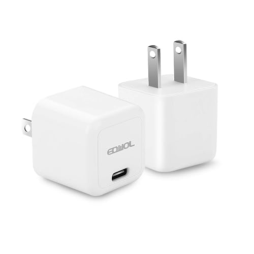USB C Charger, EQWOL Byte 2-Pack 20W Mini USB-C Wall Charger (2-White)