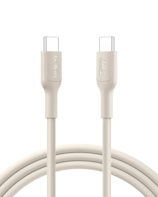 Belkin Eco USB-C to USB-C Cable 6.6ft, 60W - Soft, Braided, Flexible Fast Charging Cable, Type C Charger Cord for iPhone 17, iPhone 16, Galaxy S25