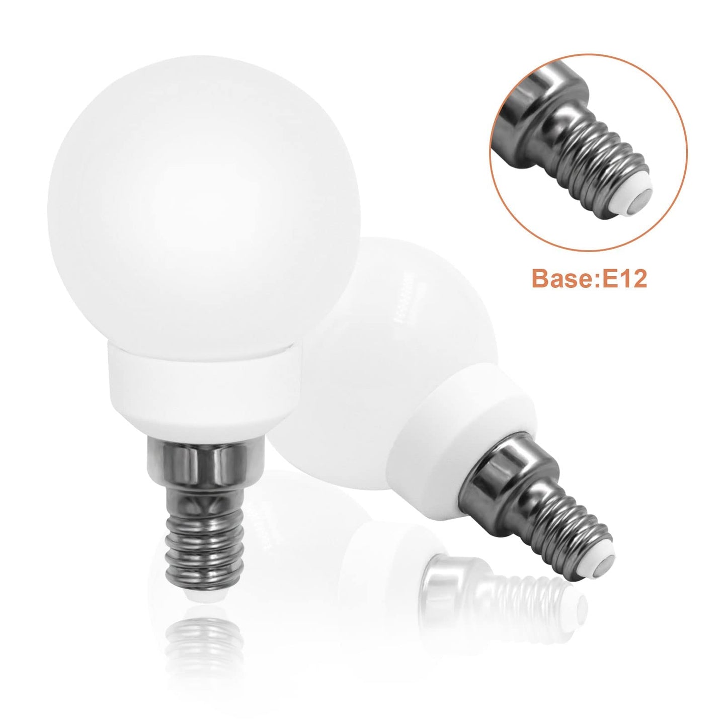 G45 Globe Light Bulbs E12 Candelabra Base 3W 110V Warm White 2-Pack