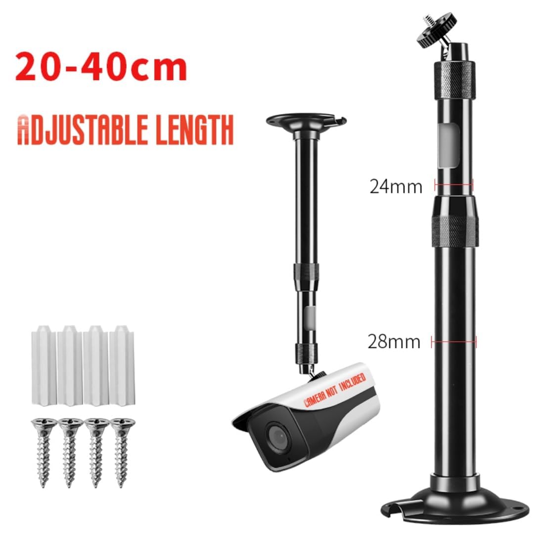 SamIdea 7.87"~15.75" Black Telescopic Mount Security Camera Wall Ceiling Mounting Bracket,Telescopic Adjustable Camera Wall Mount Bracket