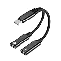 USB C Splitter 1 in 2 Out Dual USB C Type Headphone and Charger Audio Adapter, Hi-Fi Sound Quality Type C Headphone Adapter with PD 60W Fast Charging