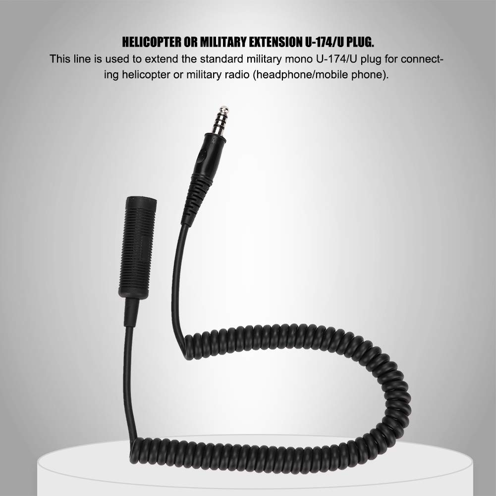 ASHATA Helicopter Headphone Extension Line Cable, U-92A/U to U-174/U Helicopter Headphone Extension Line Cable for Helicopter/Military, U-92A/U…