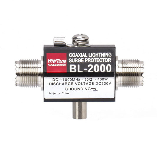 YiNiTone BL-2000 UHF Coaxial Lightning Surge Arrester, 0-2500MHz 50 Ohms Lightning Surge Protector Male to Female to Female UHF Connector (PL259