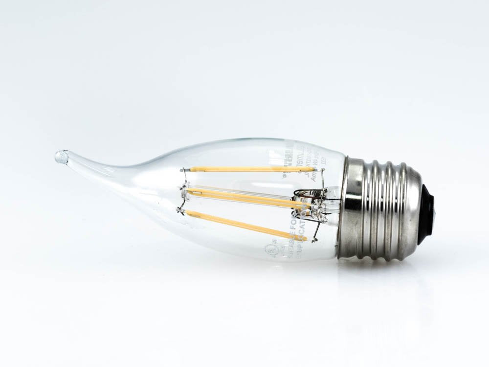 Bulbrite 776560 LED4CA10/27K/FIL 4W LED CA10 Flame-Tip Chandelier Bulb, Warm White