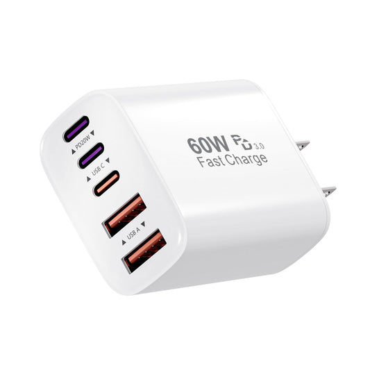 USB C Fast Wall Charger Block, 60W 5-Port USBC Wall Charger iPhone Charger Fast Charging PD Power Adapter+QC Wall Plug Multiport Type C Brick Charger