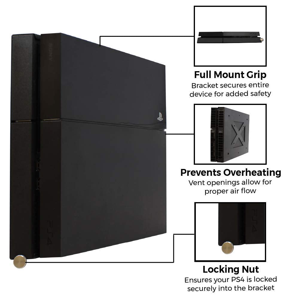 HumanCentric Wall Mount Compatible with Original PS4 Fat Version, Mount on The Wall or on The Back of the TV with a VESA Pattern, Does Not Work