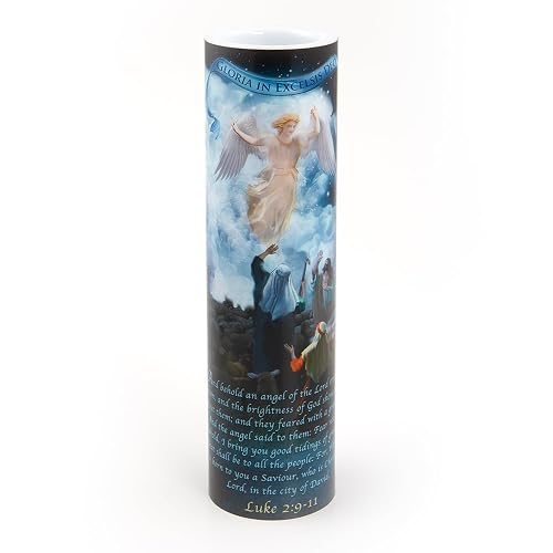 THE SAINTS COLLECTION Angel and Shepherds LED Flameless Devotional Prayer Candle
