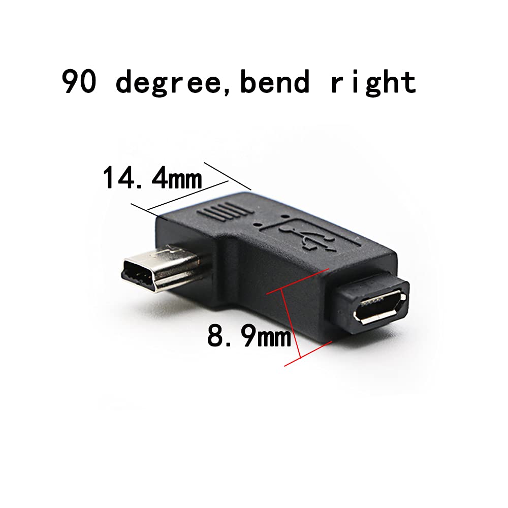 rgzhihuifz 90 Degree Left & Right Angle Mini USB Male to Micro USB Female Connector Adapter 3-Pack