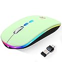 HOTLIFE LED Wireless Mouse, Slim Rechargeable Silent Portable USB Optical 2.4G Wireless Bluetooth Two Mode Computer Mice with USB Receiver and Type C