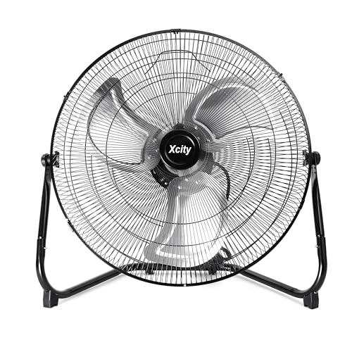 Xcity 18 Inch Metal Industrial Floor Fans, Max 4012 CFM, Heavy Duty High Velocity Fan with 3-speed and 360°Adjustable Tilt, for Warehouse, Workshop