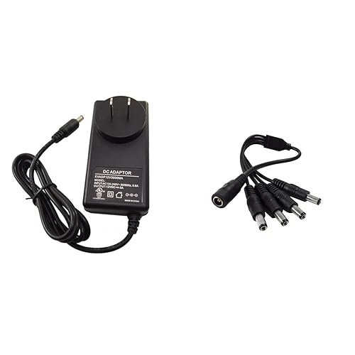 EVERTECH 12V DC 3A (3000mA) (100V-240V AC/DC 12V) with 1 to 4 Splitter Power Splitter (4 Port), UL Certified Power Adapter for CCTV Security Cameras…