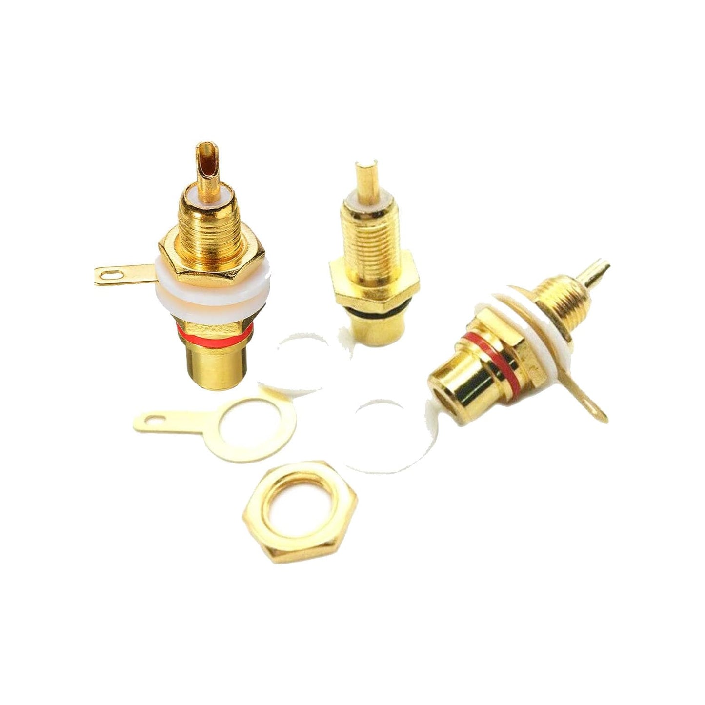 Sopepoyie Gold Plated Female RCA Phono Panel Mount Chassis Socket Plug Jack Connector - (24 Pcs)