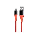 Monoprice USB 2.0 Micro Type-B to Type-A Charge & Sync Cable - Nylon-Braid, 3 Feet, Red - AtlasFlex Series