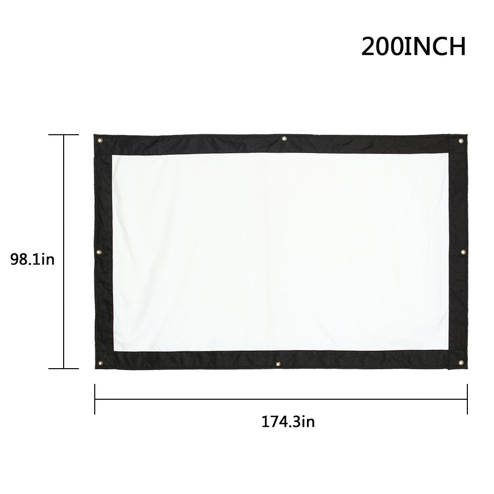 HD Projector Screen, 200 Inch 16:9 Foldable Wall Mount Outdoor Indoor Film Movie Projector Folding Projection Screen Curtain for Travel Office Home