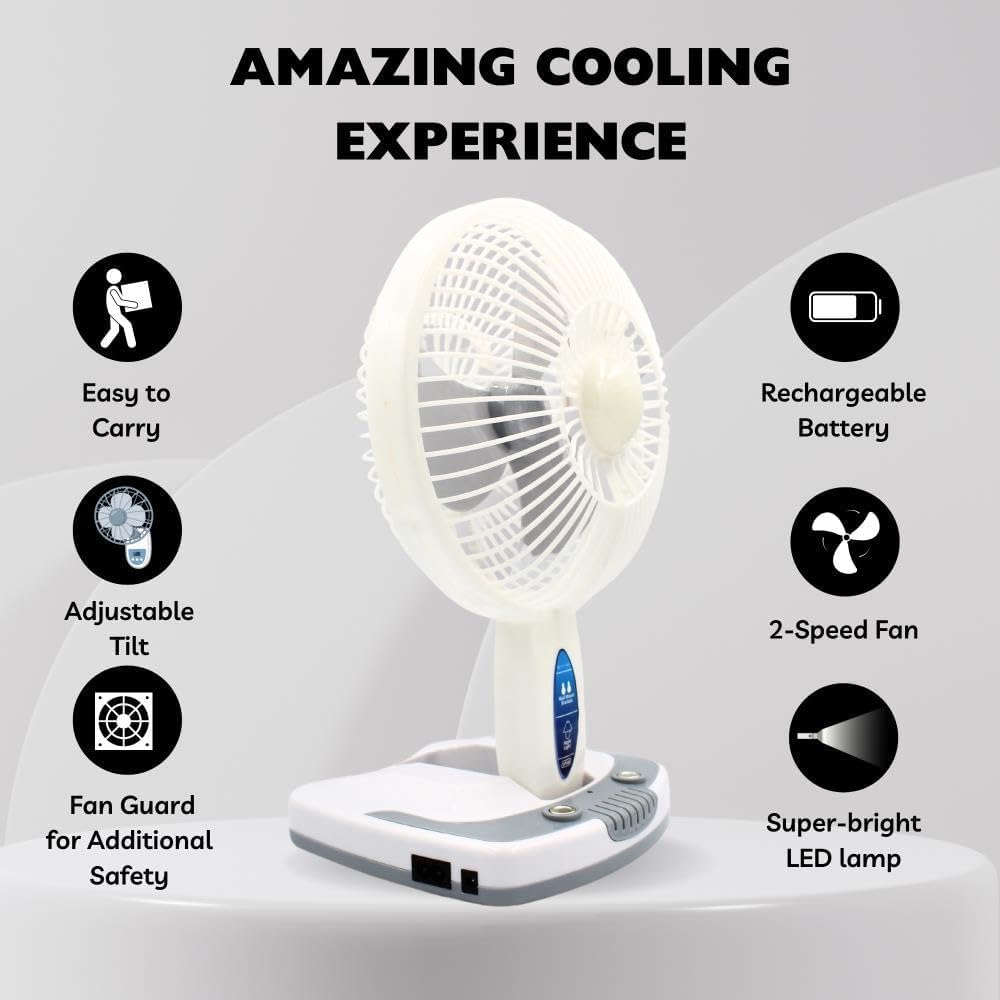 Technical Pro Adventure Series Rechargeable Desk/Wall Fan w LED Work Lamp