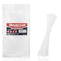 8 Inch Zip Cable Ties (100 Pieces), Self-Locking Premium Nylon Cable Wire Ties,Heavy Duty White, for Indoor and Outdoor by Boacua