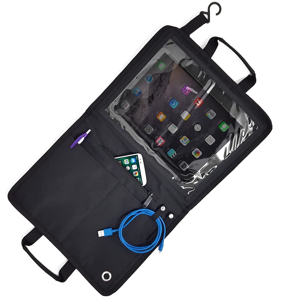 SO~MINE Touch Screen Tablet Case | With Compatible Cover | Organizer Bag | 6 Storage Pockets | Fits Over Airplane and Car Seat Backs | Adjustable