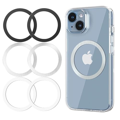 KALAPOP Metal Rings 6PCS,Ultra-Thin(0.4mm)for MagSafe Sticker/Magnetic Adapter/Phone Cases/Wireless charger,Compatible with iPhone