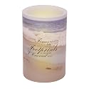Mark Feldstein & Associates Footprints in The Sand Quote Inspirational Real Wax Flameless LED Candle Pillar, 4 x 6 Inch