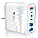 USB C Fast Charger 55W 6-Port Type C Wall Charger Block 55W USB-C Charging Station Power Adapter PD 25W QC3.0 Portable Type C Charging Block Cube
