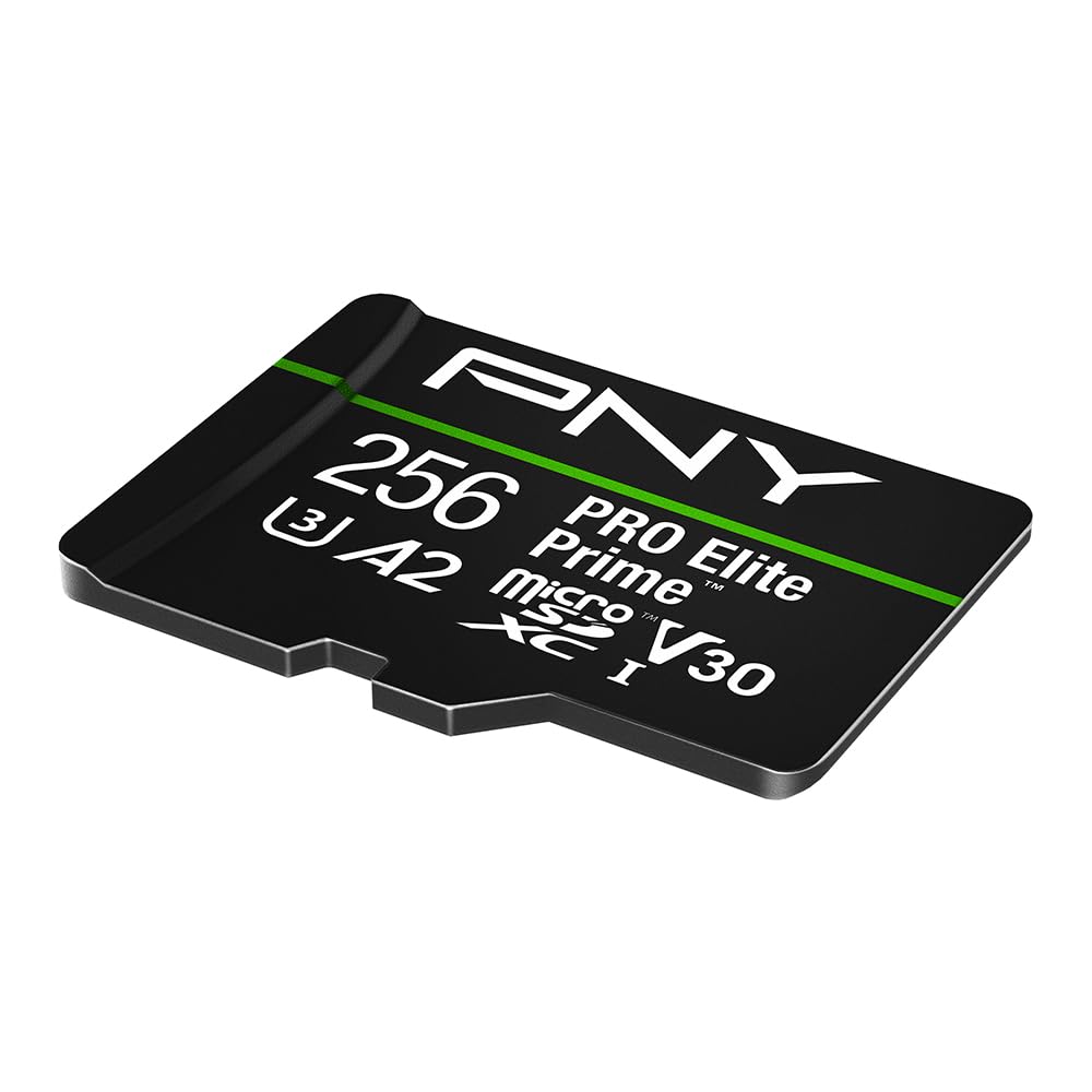 PNY 256GB PRO Elite Prime™ C10 U3 V30 A2 microSDXC Flash Memory Card - Ultra-Fast Speeds, Read 200MB/s, Write 150MB/s, 4K UHD, Full HD, UHS-I