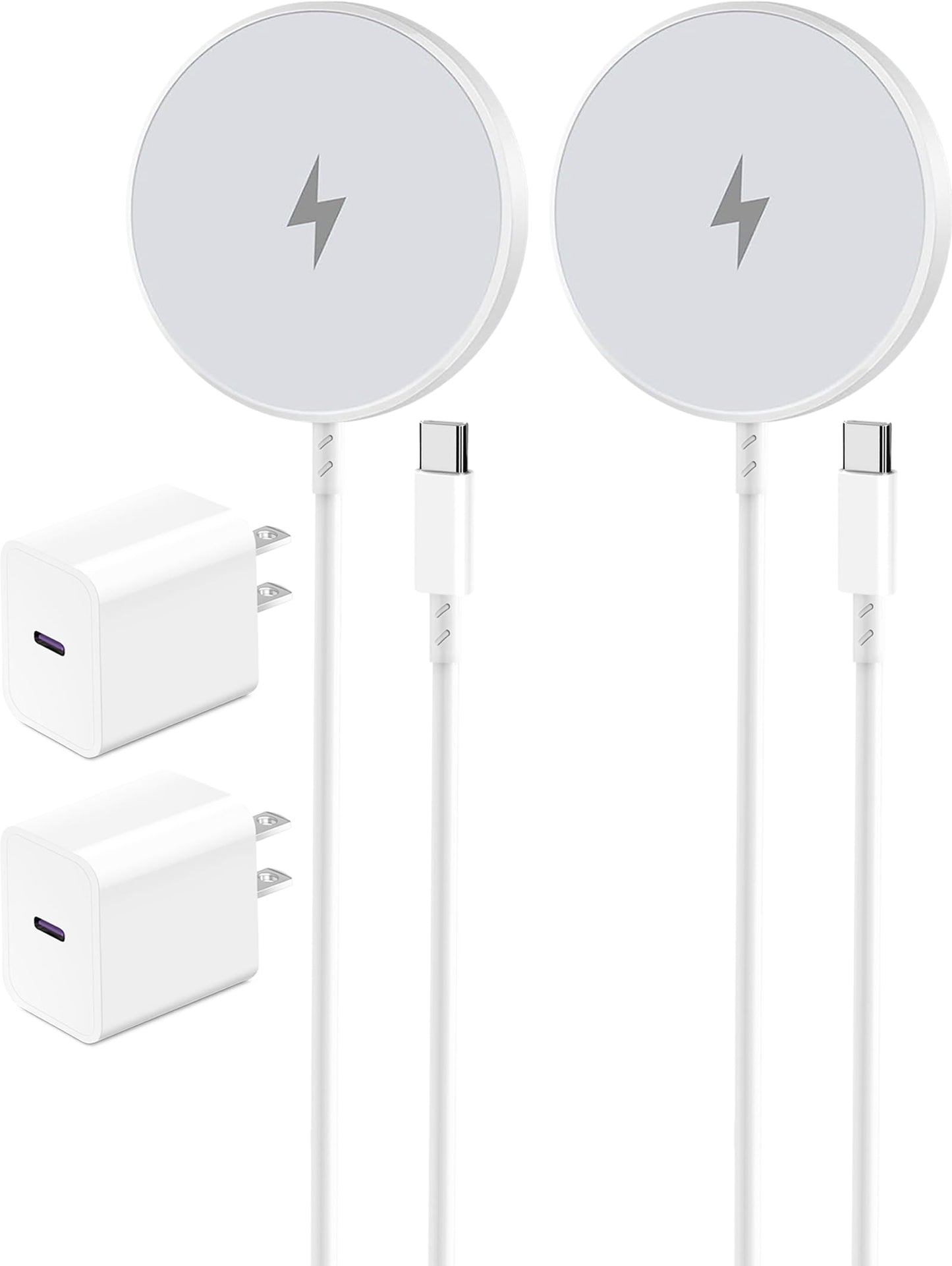 Magnetic Wireless Charger for Apple iPhone 17/16/15/14/13/12/11/AirPods, 2-Pack Fast Charging Long Cable 10ft Magnet Pad & 2-Pack Type-c Charger