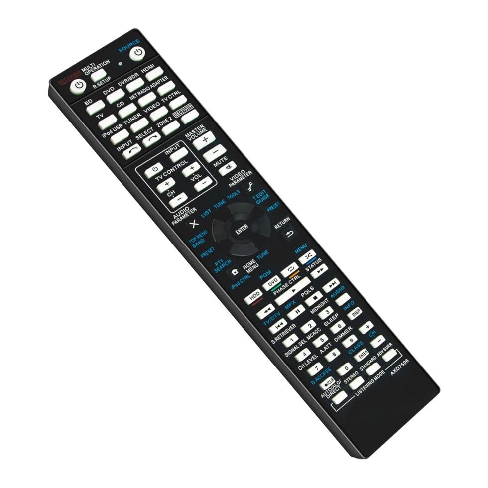 AXD7596 Replacement Remote Control for Pioneer AV Receiver in Living Rooms or Rooms, Replacement Models AXD7595 AXD7615, Replace Remote Compatible