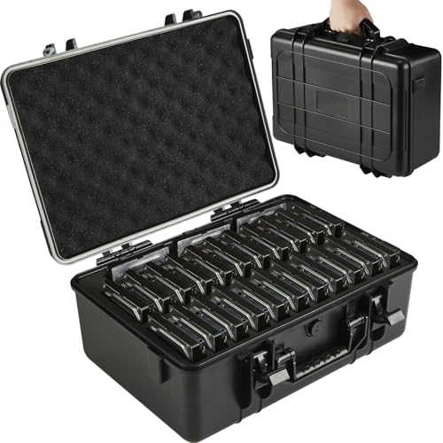 Hard Drive Case Fits 25-Bay Protection 3.5" HDD | High-Density Protective Foam | External Hard Drive Organizer Storage Box Travel Carrying Suitcase