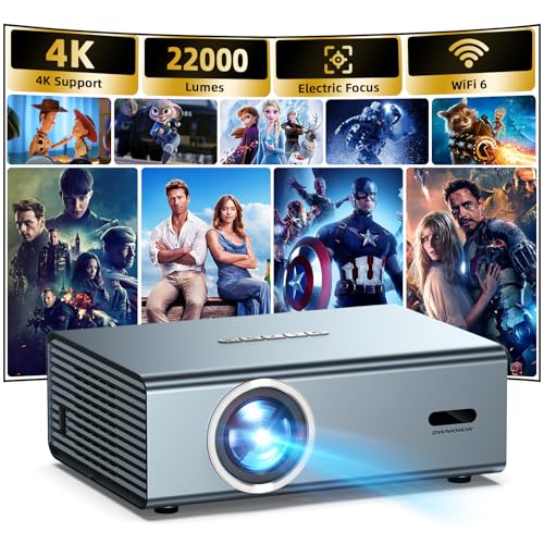 [Electric Focus] 4K Support Projector with WiFi6 and Bluetooth 5.3, Outdoor Projectors for Outside Video Use, OWNKNEW Gaming Movie Proyector, Auto