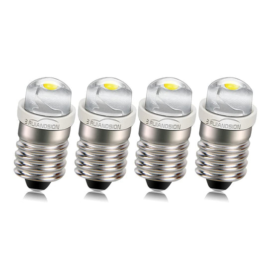 Ruiandsion 4pcs E10 LED Bulb DC 1.5V 0.5W 6000K White LED Bulb for Torch Light Flashlight Light,Negative Earth