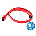 Monoprice SATA 6Gbps Straight Connector Cable with Lock Inchg Latch - 1.5 Feet - Red (10 Pack) Compatible with SATA HDD, SSD, CD Driver, CD Writer