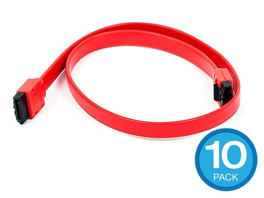 Monoprice SATA 6Gbps Straight Connector Cable with Lock Inchg Latch - 1.5 Feet - Red (10 Pack) Compatible with SATA HDD, SSD, CD Driver, CD Writer