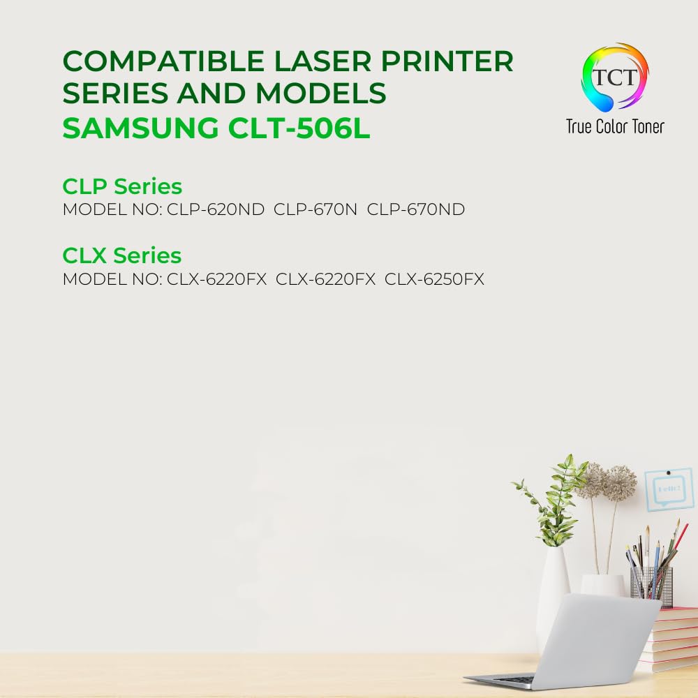 TCT 506L Black Toner Cartridge - Compatible Replacement for Samsung CLT-506L CLT-K506L Black High Yield Works with Samsung CLP-680ND CLX-6260FR 6260FD